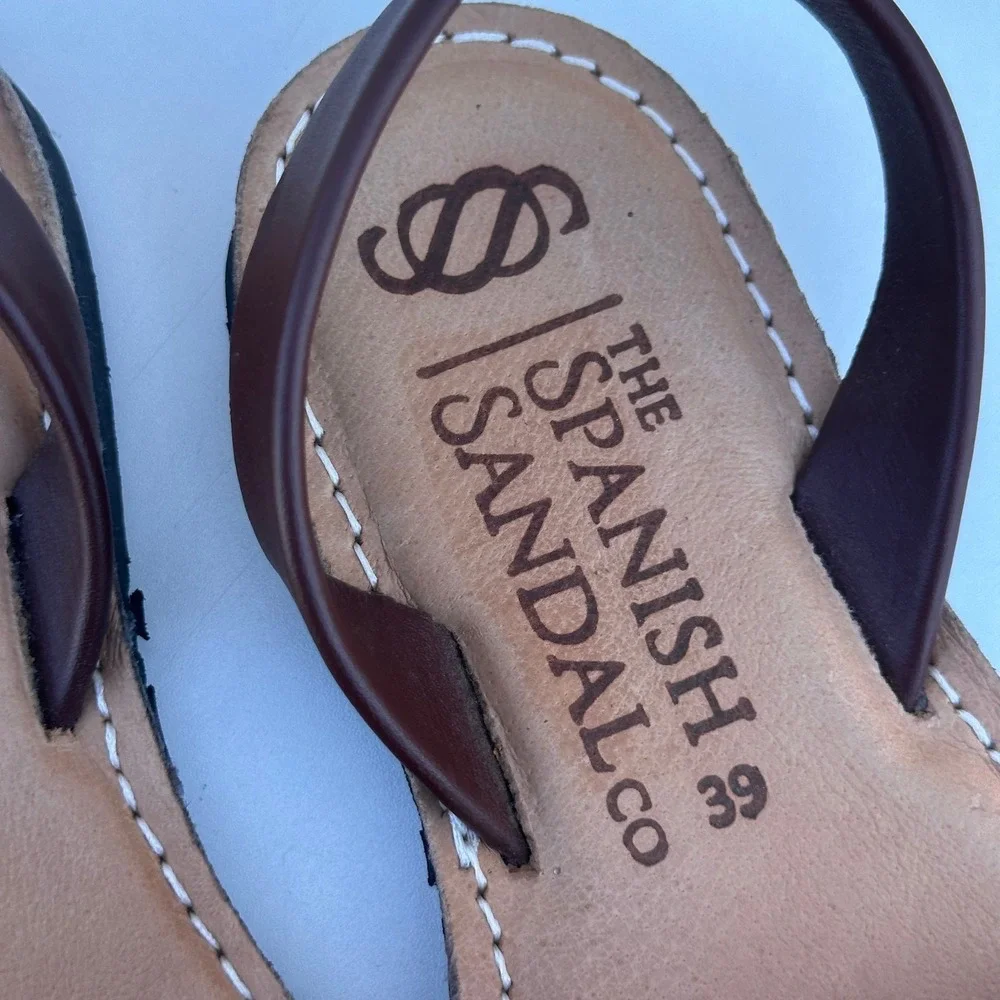 The Spanish Sandal Co Brown Leather Avarca Menorquina Slingback Sandals Size 39